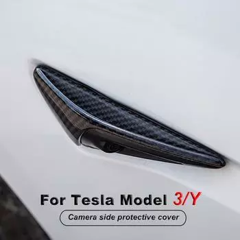 Боковые части камеры из настоящего углеродного волокна для Tesla Model 3 /Y 2024 2024 2024 Крышка боковой панели крыла автомобиля, спойлер, пылезащитный чехол, аксессуары