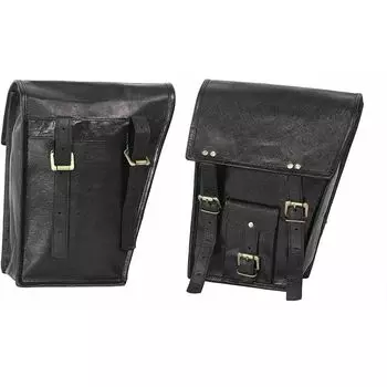 Боковые черные кожаные сумки-кофры с 2 отделениями для мотоцикла, 2 шт. 11 x 9 x 5 in чёрный