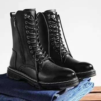 Боковые молнии трендовые мужские ботинки кроссовки уличные модные высокие туфли для мужчин повседневные кожаные уличные ботинки для мужчин размер 38-48 38