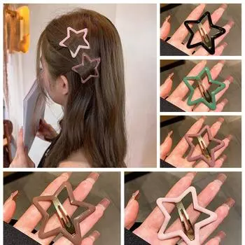 Боковые заколки из цинкового сплава, полые, Y2k, персонализированные, со звездой BB, заколки для волос, уличная одежда розовый