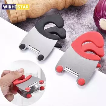 Боковые зажимы для кастрюли из нержавеющей стали, держатель для ложки, силиконовая ручка для защиты от ожогов, держатель для кастрюли, кухонные гаджеты, резиновая подставка для посуды чёрный