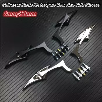 Боковые зеркала заднего вида для мотоцикла 8 мм 10 мм для Harley Honda Yamaha Kawasaki Street Sports Bike Chopper Cruiser чёрный