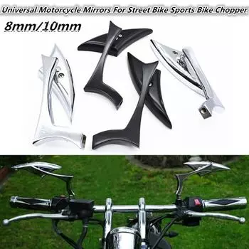 Боковые зеркала заднего вида для мотоцикла 8 мм 10 мм для Harley Honda Yamaha Kawasaki Street Sports Bike Chopper Cruiser чёрный
