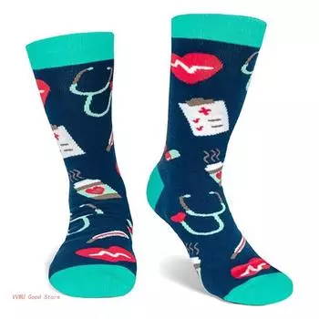 Больничные хлопковые носки с забавным стетоскопом, для врача, медсестры