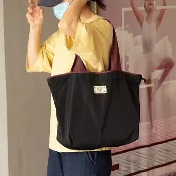 Большая экологичная водонепроницаемая сумка для покупок с затягивающимся шнурком и плечевыми ремнями medium чёрный