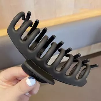 Большая акриловая заколка-краб для волос с матовым покрытием, сильная фиксация, заколка для объемных волос, для создания прически пучок, нескользящая, минималистичный аксессуар для волос чёрный