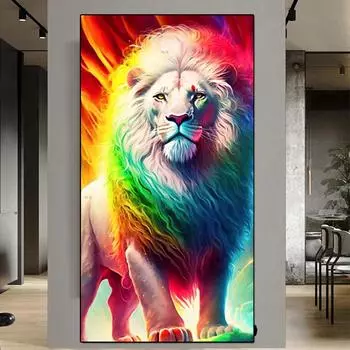 Большая Алмазная вышивка, красочная вышивка крестиком со стразами и кристаллами, картины, полная Алмазная мозаика, картины с животными V114 Full Round 20x40CM