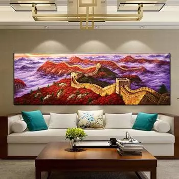 Большая алмазная живопись Великая стена Пейзаж вышивка крестиком Китайский пейзаж Алмазная вышивка DIY Мозаика Художник Декор для гостиной Full Round 20x60CM