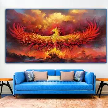 Большая алмазная живопись животное 5D Феникс DIY полная круглая Алмазная мозаика Алмазная вышивка домашний декор подарок головоломка Full Round 20x40CM