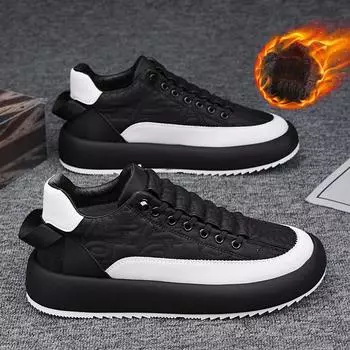 Большая амортизирующая противоскользящая износостойкая плюшевая теплая и модная спортивная повседневная обувь Обувь для досок Хлопковая обувь 39 чёрный