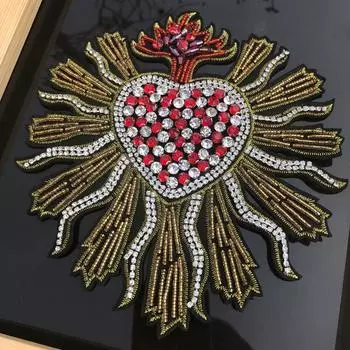 Большая аппликация из бисера, нашивка с вышивкой в форме сердца для одежды, милый мотив, железные нашивки, значок «сделай сам», украшение для одежды