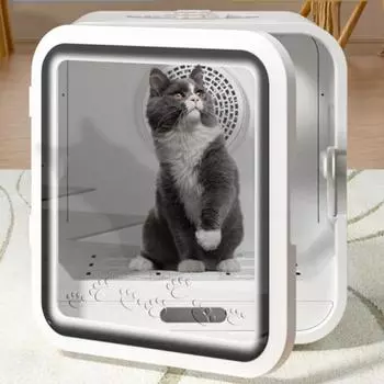 Большая автоматическая сушилка для домашних животных, сушилка для сушки на 360 градусов для кошек и мелких собак, интеллектуальный контроль температуры, сенсорный светодиодный экран