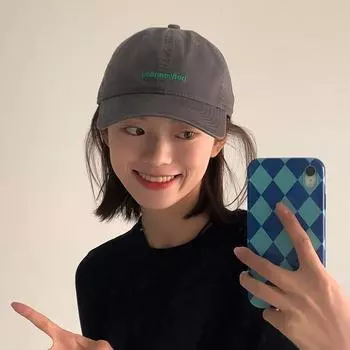 Большая бейсболка темно-серого цвета для женщин, весна-лето, повседневная, универсальная, с вышивкой, с маленькими буквами, мягкая кепка для двоих, шляпа от солнца (55-59cm) Adjustable head circumference чёрный