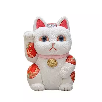 Большая белая кукла Lucky Cat Feng Shui, традиционная кукла Toko Kakinuma Kimekomi, сделано в Японии