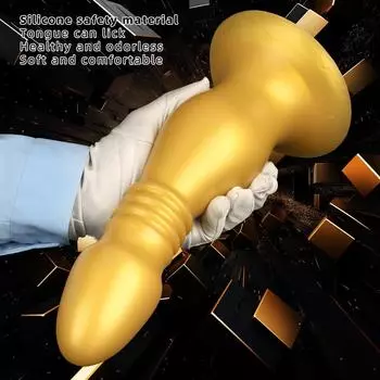 Золотая силиконовая анальная пробка с присоской - Очень мягкий растягивающий тренажер для ягодиц для начинающих и продвинутых, Игрушки для взрослых для мужчин и женщин S