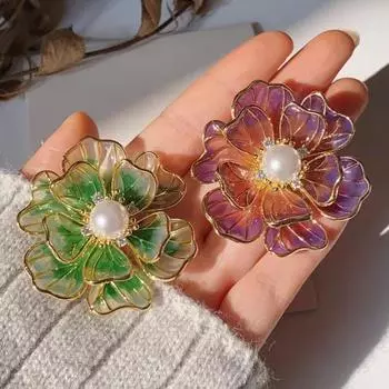 Большая брошь-пион, высококачественные женские аксессуары для чонсама, брошь-кнопка, высококачественные изысканные модные аксессуары фиолетовый