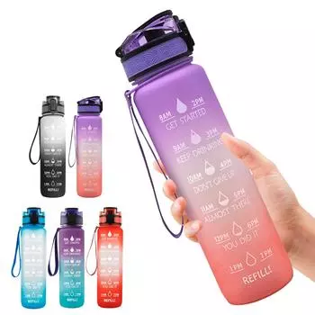 Большая бутылка для воды с мотивационным маркером времени и съемным фильтром для фитнеса, тренажерного зала и занятий спортом на открытом воздухе One Size чёрный