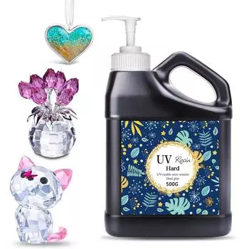 Большая бутылка УФ-смолы с насосом для профессионального использования УФ-смоляный клей, устойчивый к атмосферным воздействиям УФ-клей для художественных творений 1 синий