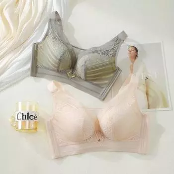 Большая чашка без стального кольца кружево большая грудь маленький бюстгальтер без магнита четырехгрудый сексуальный тонкий анти-легкий большой размер 36 чёрный