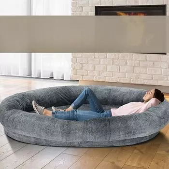 Большая человеческая короткая плюшевая кровать для собак, кровать для взрослых собак, съемная и моющаяся кровать для домашних животных 5XL: (165 * 100 * 25CM)