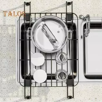 Большая черная сушилка для посуды, регулируемая выдвижная полка для сушки посуды для кухонной раковины, нержавеющая кухонная столешница, органайзер A чёрный