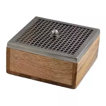 Большая деревянная шкатулка с металлической крышкой, Никель, Wooden Nickel Big Box, John Molly Decor&Gifts