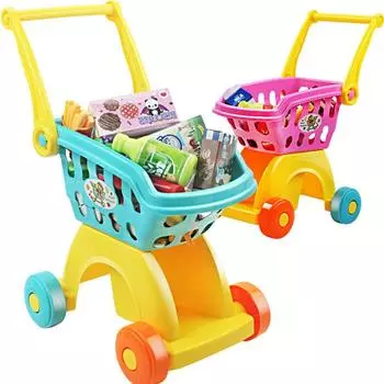 Большая детская тележка для игрушек, игровая домашняя игрушка, симулятор супермаркета, тележка для покупок для мальчиков и девочек, костюм для покупок 1