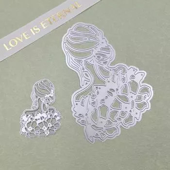 Большая девочка назад дизайн Стиль резки металла трафарет для DIY Скрапбукинг альбом фото тиснение бумажная карта ремесло декор серебряный