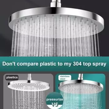 Большая душевая головка из нержавеющей стали. Слив воды на 360 градусов. Осадки под высоким давлением. Простая установка. L Round серебряный