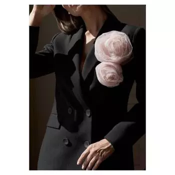 Большая двойная брошь-роза из тюля Цветочная брошь