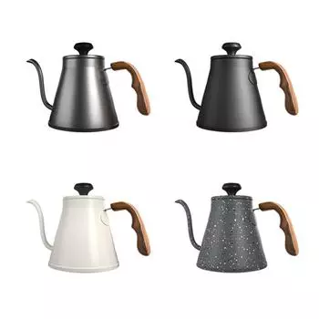 Большая емкость 1,2 л кофейник для заваривания кофе с деревянной ручкой из нержавеющей стали 304 с термометром бытовой кофейник серебряный