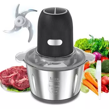 Большая емкость 5 функций в кухонном комбайне TULLRAS 500 Вт Высокомощный измельчитель для грубого измельчения мяса Дробление 4 лезвия 2 скорости Маленький электрический пищевой