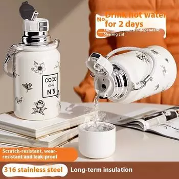 Большая емкость чайника термос для путешествий на открытом воздухе термос для кофе портативный симпатичный вакуумный холодоизоляционный стаканчик 900ml