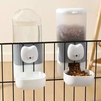 Большая емкость для домашних животных автоматическая кормушка для воды съемная клетка подвесная миска для кошек собак Grey-Style A