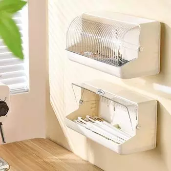 Большая емкость для хранения палочек и ложек, органайзер для столовых приборов для дома бежевый