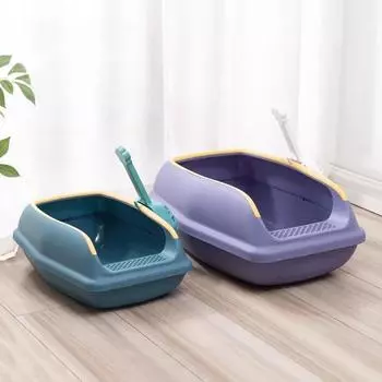 Большая емкость для кошачьего туалета, полузакрытый пластиковый ящик для песка для кошек, туалет для домашних животных, анти-брызг, чистка кошачьего лотка, принадлежности для ванны и раковины S 38x23x15cm