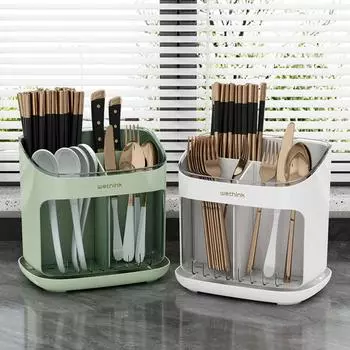 Большая емкость для палочек для еды Пластиковый органайзер для столовых приборов Креативный держатель для хранения посуды Кухня зелёный
