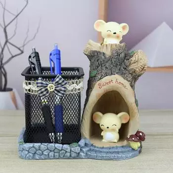 Большая емкость для пасторальной мыши, держатель для ручек, многофункциональная стойка для хранения, настольный ящик для хранения, вечеринка style B