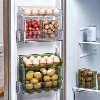 Большая емкость для яиц, пластиковый ящик для хранения фруктов и овощей, холодильник, ящик для хранения яиц, кухня прозрачный