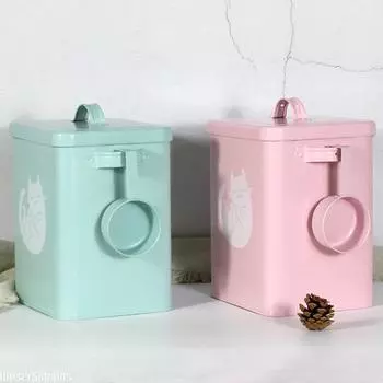 Большая емкость для закусок, ящик для хранения зерна, ящик для хранения корма для кошек и собак, бочка для стирального порошка, бытовой с мерным стаканом белый