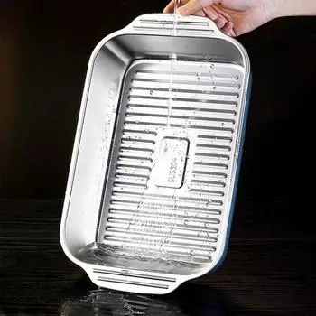 Большая емкость для запекания из нержавеющей стали, прямоугольные противни для запекания рыбы, газовая и индукционная плита, поднос для жареной говядины на гриле