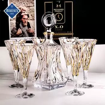 Большая емкость, хрустальный графин ручной работы, бокалы для вина, бренди, разливочная машина для шампанского, кувшин для бутылок, аэратор для семейного бара