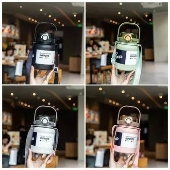 Большая емкость из нержавеющей стали 316 с изоляцией для холодных и горячих напитков, симпатичная простая двойная соломинка для питья, переносная дорожная бутылка с ручкой, посуда для питья 1000ml розовый