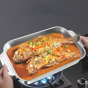 Большая емкость из нержавеющей стали глубокая тарелка для рыбы как газовая, так и индукционная плита барбекю жареная говядина поднос для еды блюдо для морепродуктов тарелка для барбекю