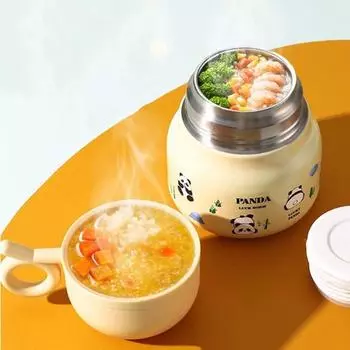 Большая емкость из нержавеющей стали Panda Stew Cup Устойчивая к падениям вакуумная подкладка термос для студентов розовый
