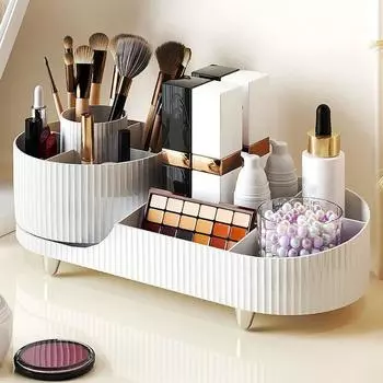 Большая емкость косметическая витрина пластиковый держатель для кистей для макияжа органайзер для макияжа для дома чёрный