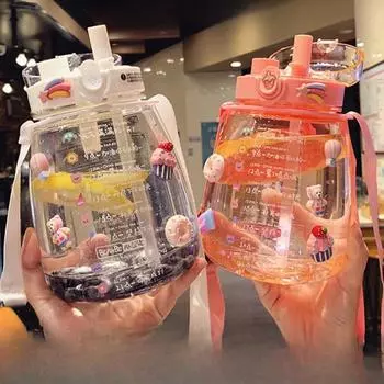 Большая емкость, летняя студенческая чашка для пупка, портативный чайник, соломенная чашка, пластиковая чашка для воды 1300ml белый