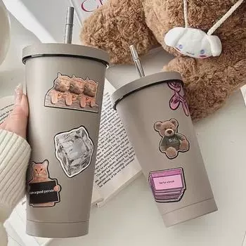 Большая емкость летняя термокружка из нержавеющей стали 304 с трубочкой для холодных напитков Cup