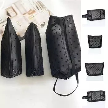 Большая емкость Love Heart Mesh Mesh Makeup Bag Прозрачная косметичка на молнии Повседневная дорожная сумка