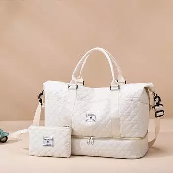 Большая емкость, однотонная спортивная сумка для фитнеса, портативная сумка для йоги, дорожная сумка для хранения бежевый